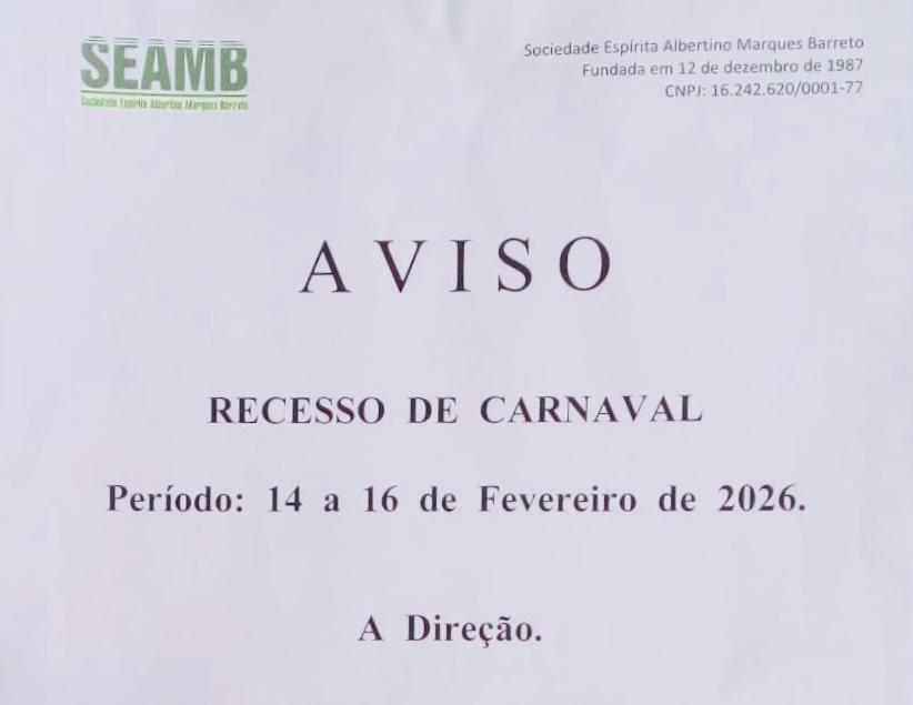 AVISO RECESSO DE CARNAVAL 2026