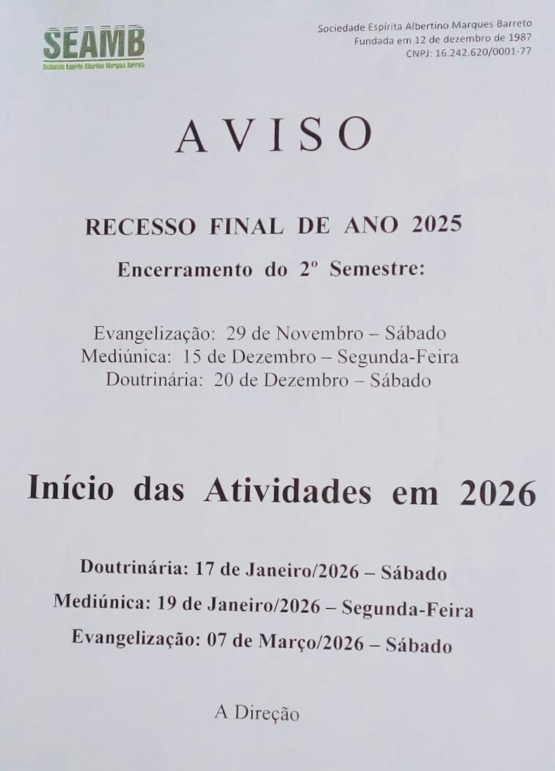 AVISO RECESSO FINAL DE ANO 2025