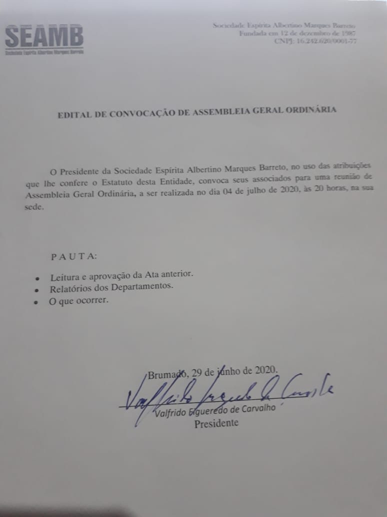 Edital de Convocação de Assembleia Geral Ordinária 