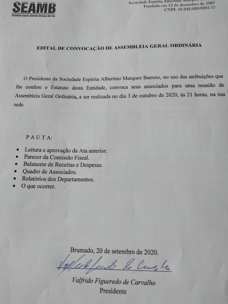 Edital de Convocação de Assembleia Geral Ordinária 
