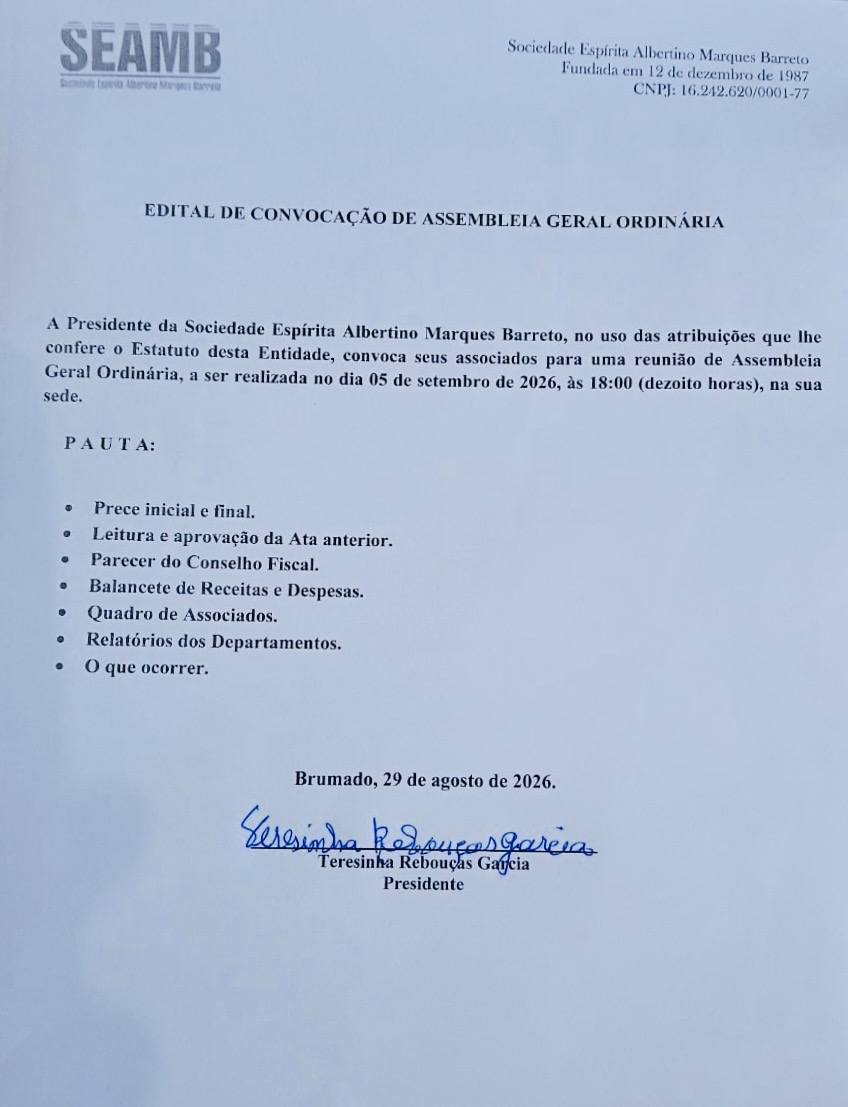 Edital de Convocação de Assembleia Geral Ordinária